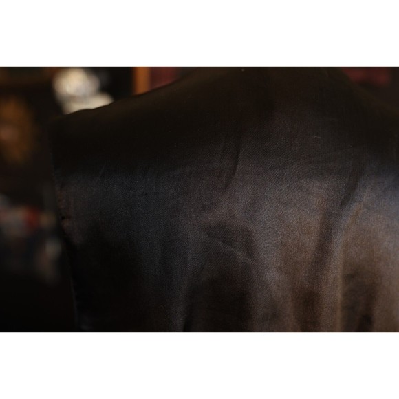 Vintage A.J. Black Leather Suede Vest w/Western Star Snaps whimsigoth Size L - Picture 10 of 10